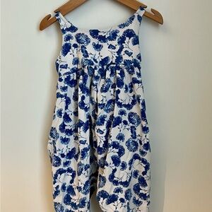 Charming Blue and White Kids Floral Romper